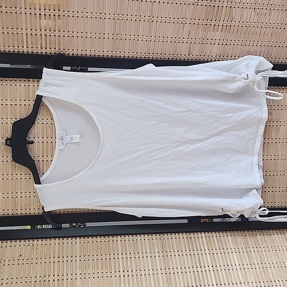 Just be white 2X tank top with lace up sides